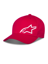 Alpinestars Corp Shift Multi Hat, czerwona czapka z daszkiem, białe logo Astars 3D z przodu, zakrzywiony daszek i usztywniona korona, codzienna odzież motorsportowa