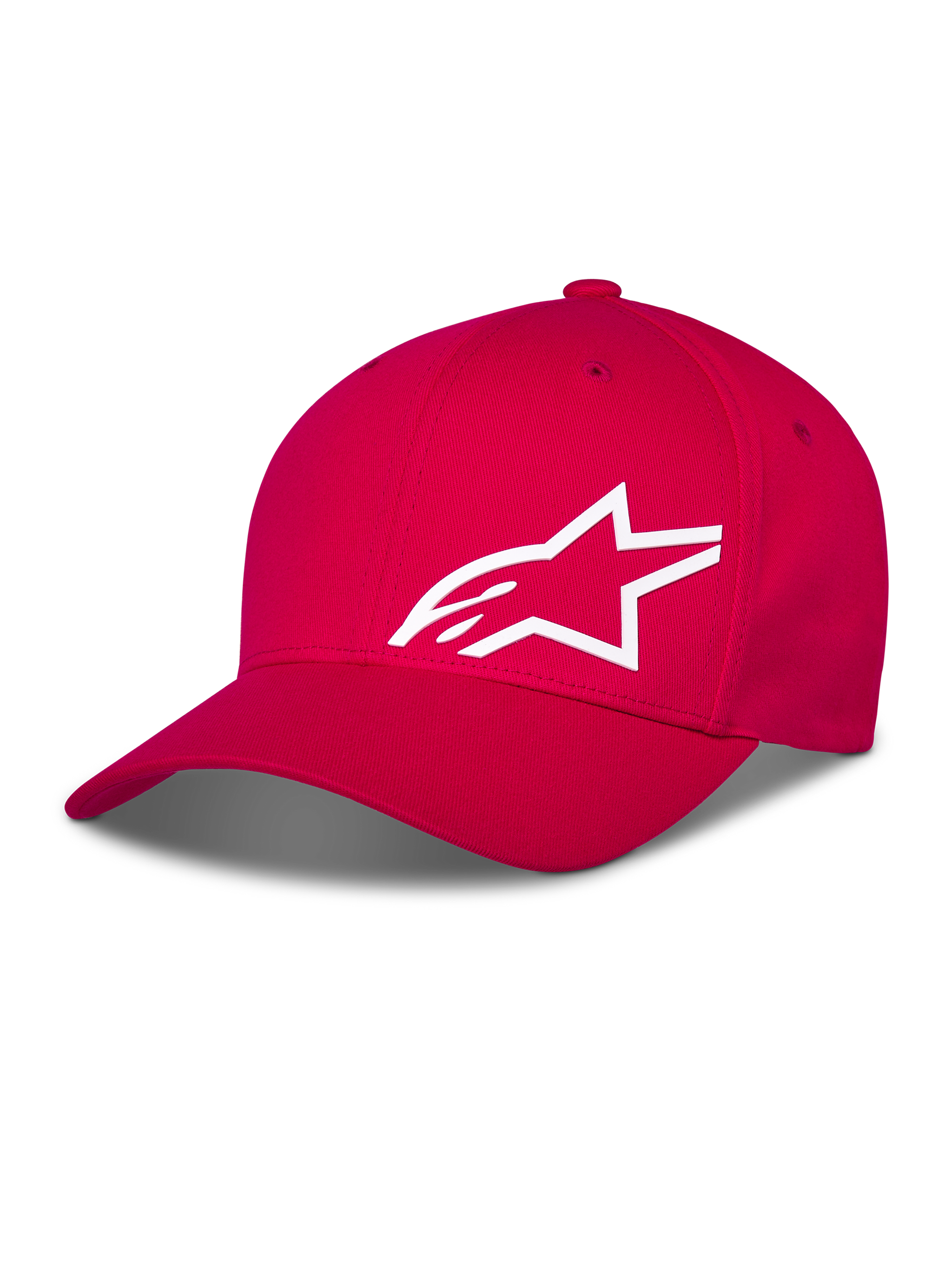 Alpinestars Corp Shift Multi Hat, czerwona czapka z daszkiem, białe logo Astars 3D z przodu, zakrzywiony daszek i usztywniona korona, codzienna odzież motorsportowa