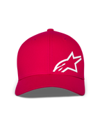 Alpinestars Corp Shift Multi Hat, czerwona czapka z daszkiem, duże białe logo Astars 3D z przodu, zakrzywiony daszek i usztywniona korona, codzienne nakrycie głowy w stylu motorsport