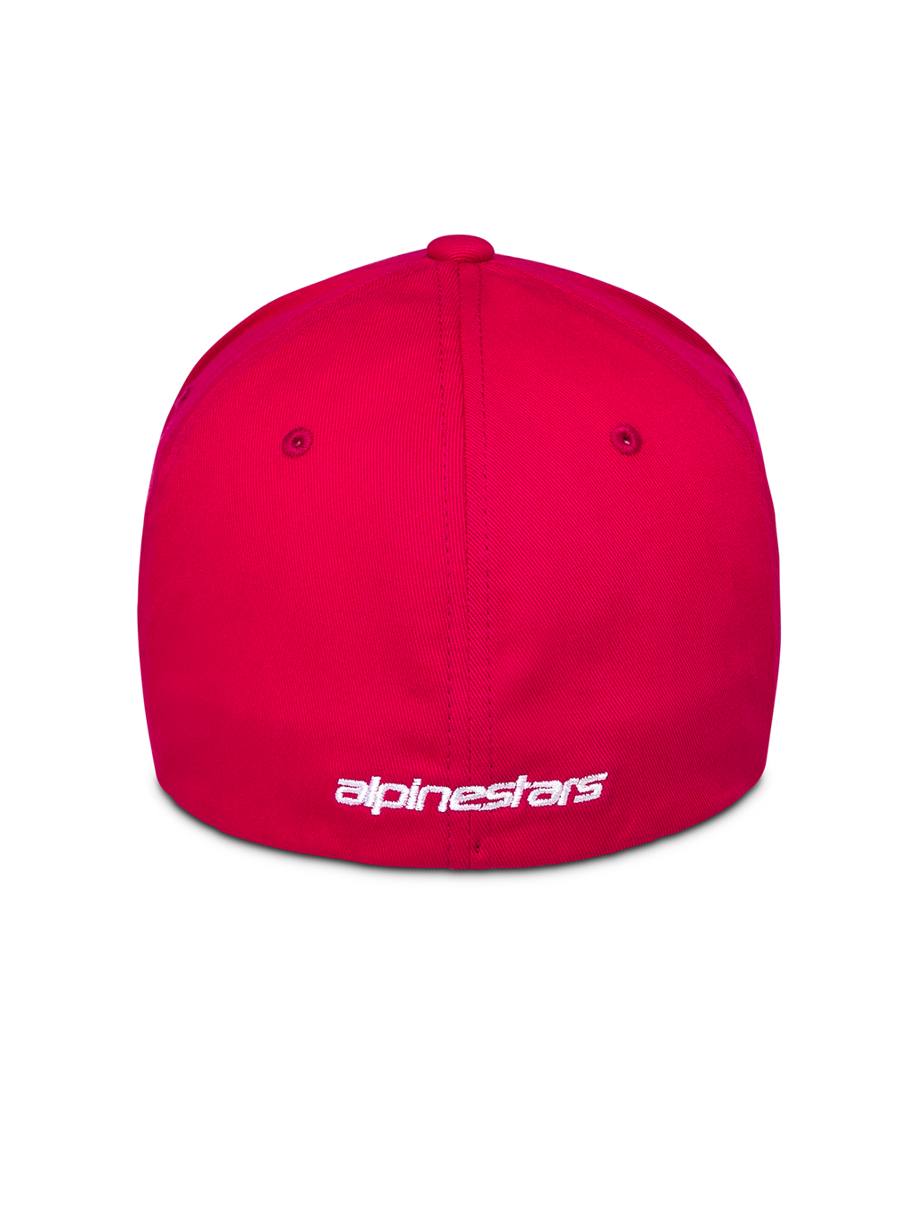 Alpinestars Corp Shift Multi Hat, czerwona czapka, widok z tyłu z białym haftowanym logo, konstrukcja typu flex-back, codzienna odzież sportowa inspirowana motorsportem