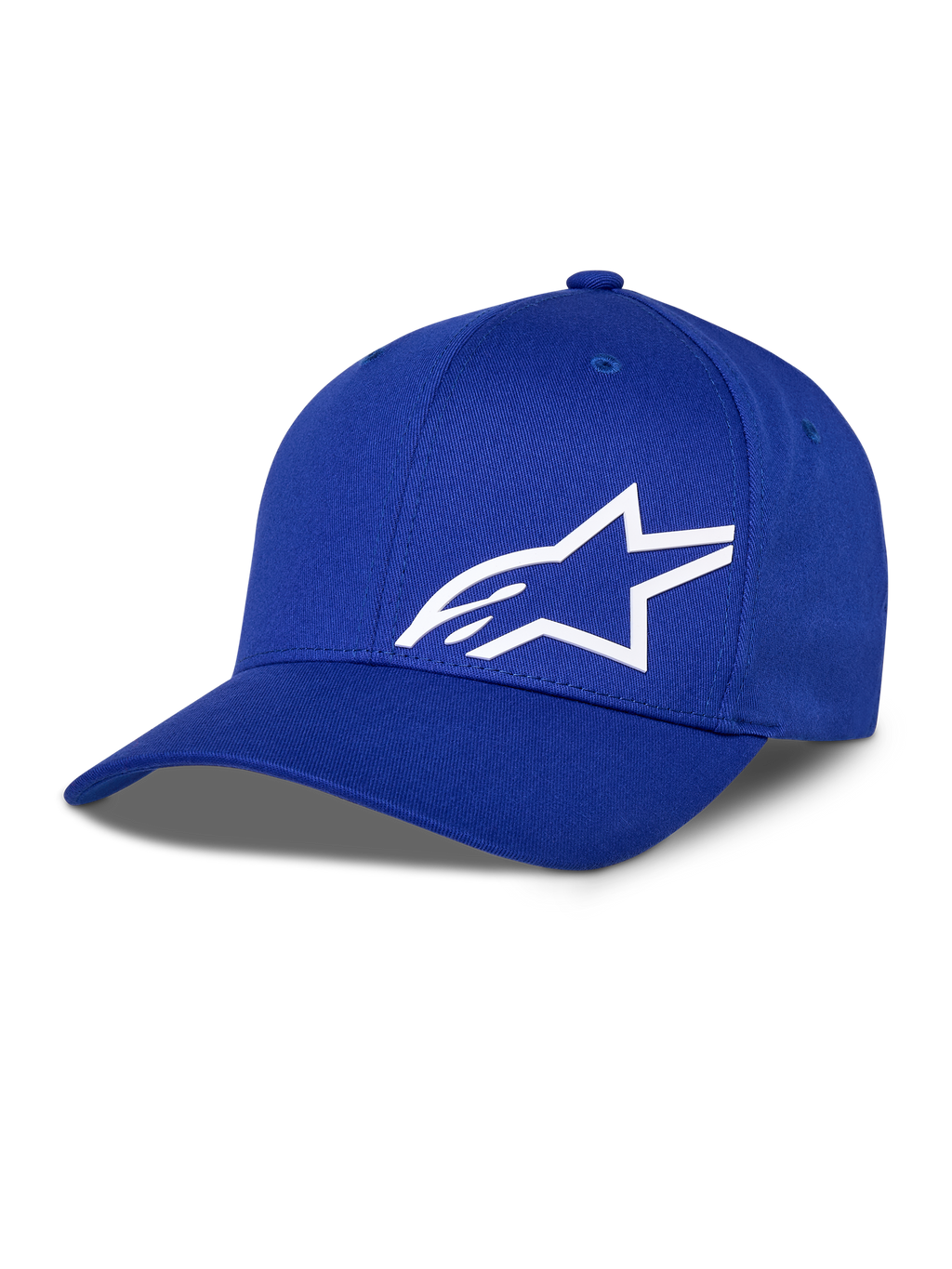 Alpinestars Corp Shift Multi Hat, niebieska czapka baseballowa z białym logo 3D w kształcie gwiazdy, usztywniona korona, zakrzywiony daszek, codzienne nakrycie głowy w stylu motorsport