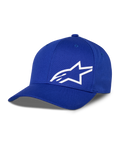 Alpinestars Corp Shift Multi Hat, niebieska czapka baseballowa z białym logo 3D w kształcie gwiazdy, usztywniona korona, zakrzywiony daszek, codzienne nakrycie głowy w stylu motorsport