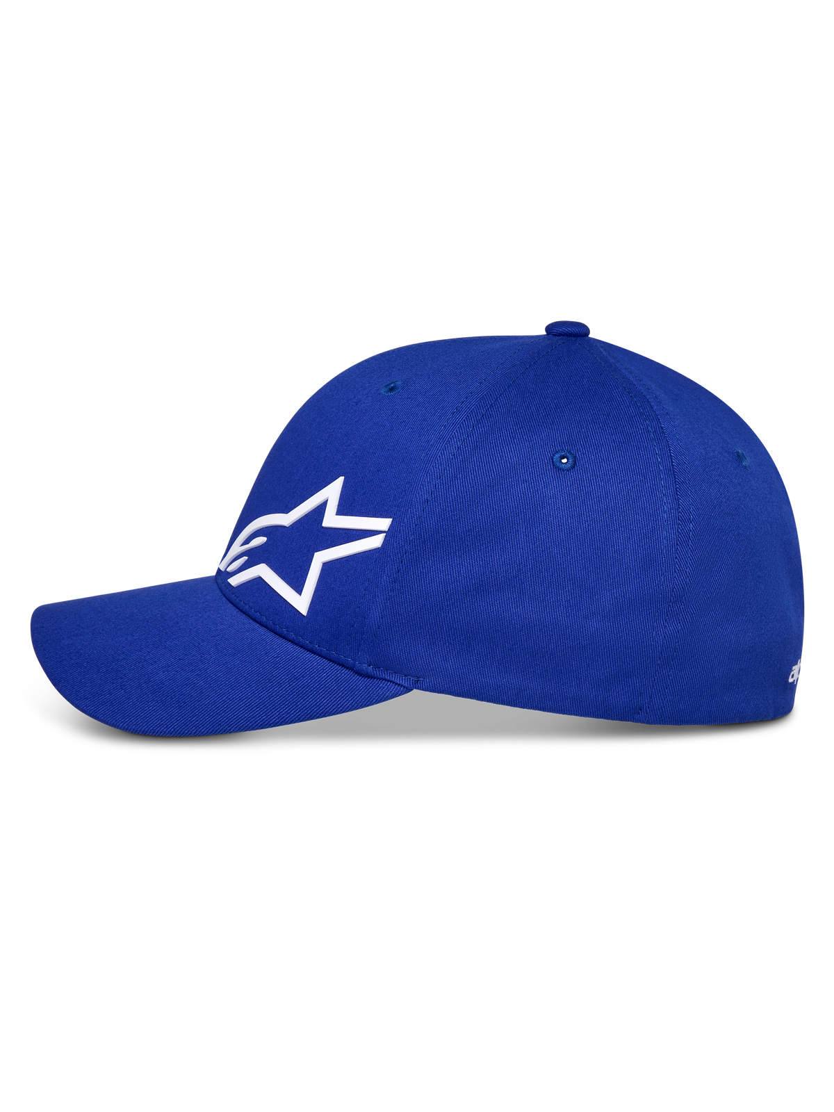 Alpinestars Corp Shift Multi Hat, niebieska czapka z daszkiem, białe logo Astars 3D, zakrzywiony daszek i usztywniona korona, codzienne nakrycie głowy w stylu motorsportowym