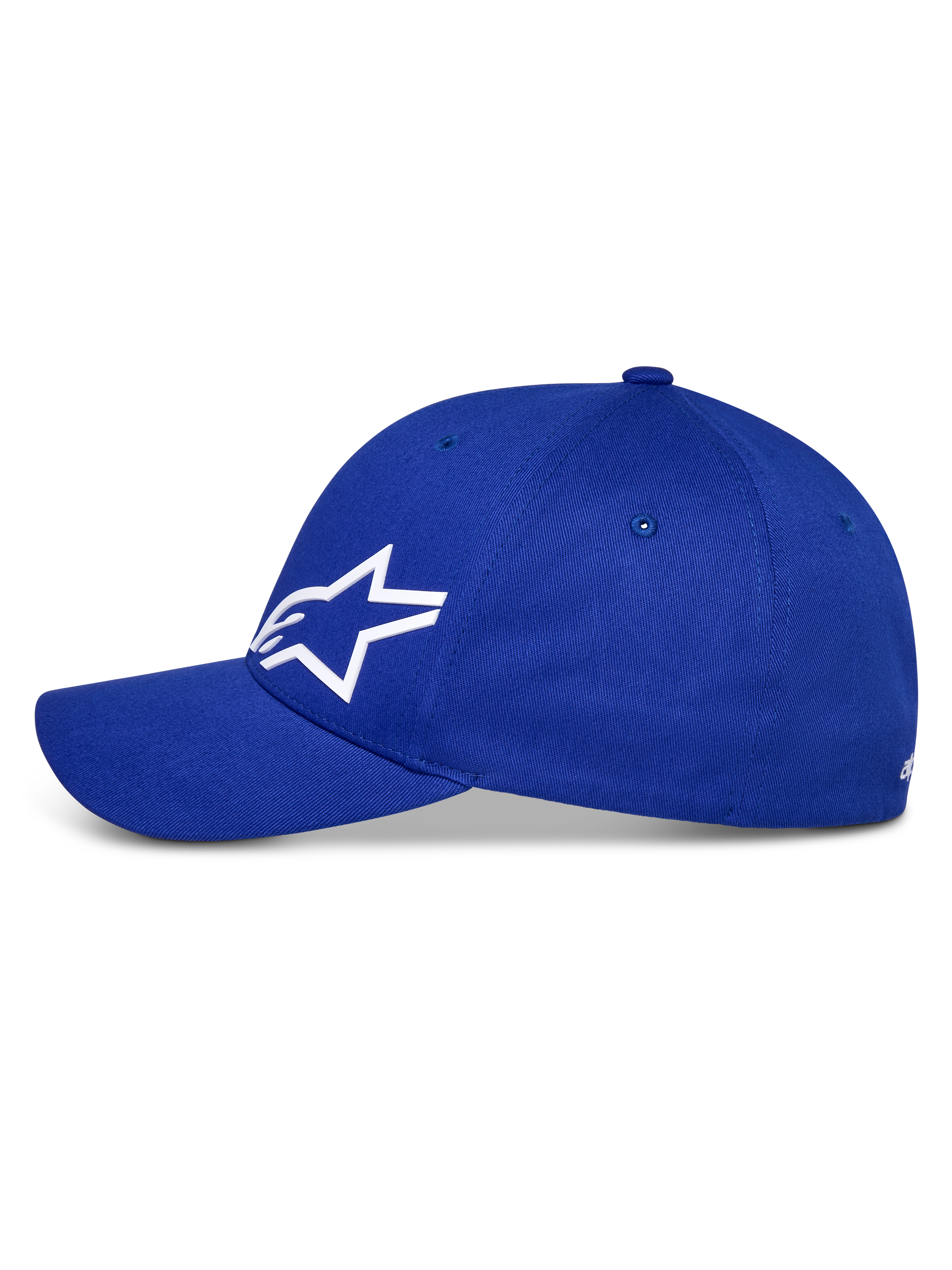 Alpinestars Corp Shift Multi Hat, niebieska czapka z daszkiem, białe logo Astars 3D, zakrzywiony daszek i usztywniona korona, codzienne nakrycie głowy w stylu motorsportowym