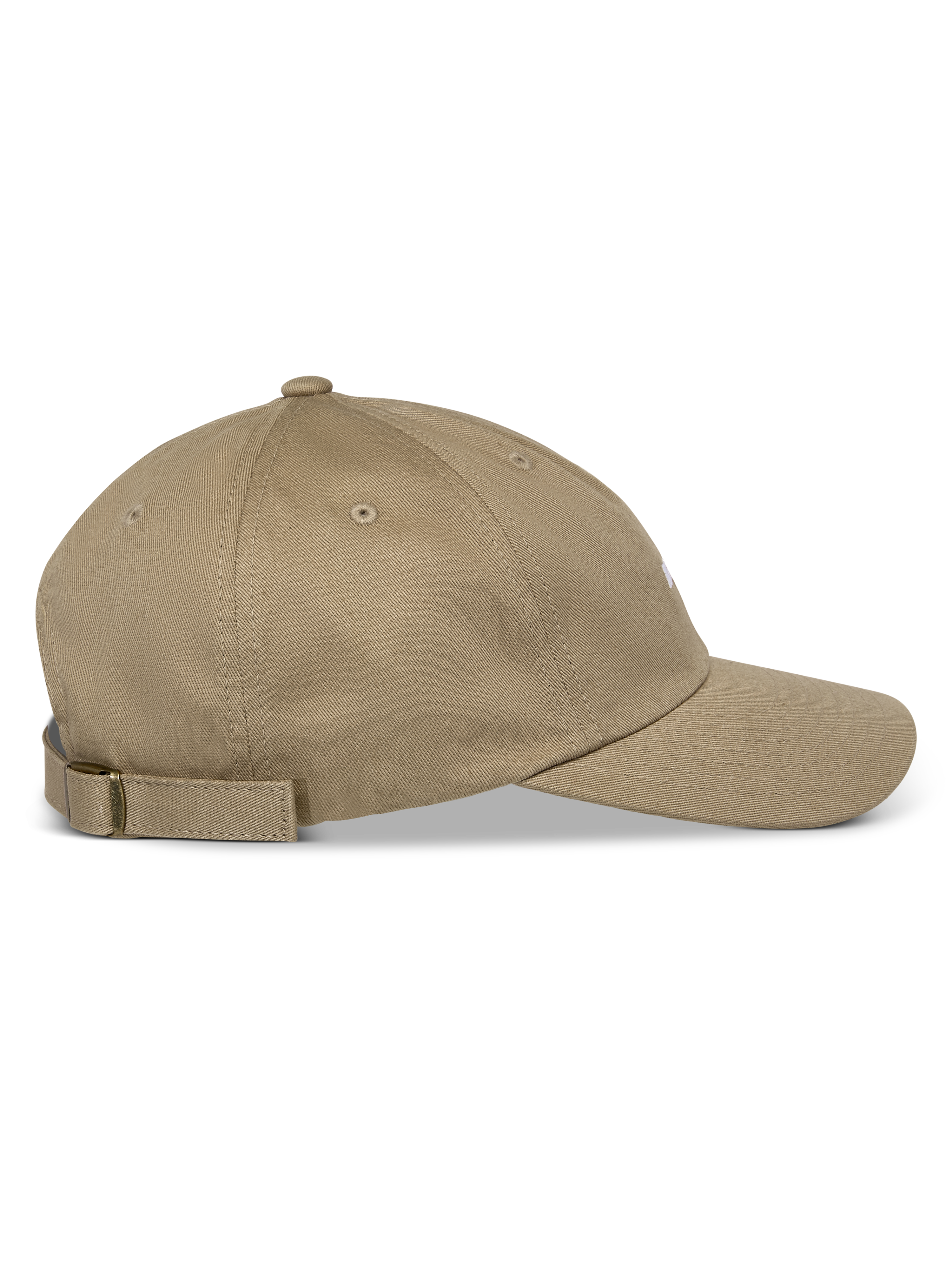 Alpinestars Deduce Strapback Hat, Khaki, side profile view, curved bill with unstructured low crown, cotton twill material with adjustable strapback closure and flat embroidered branding.