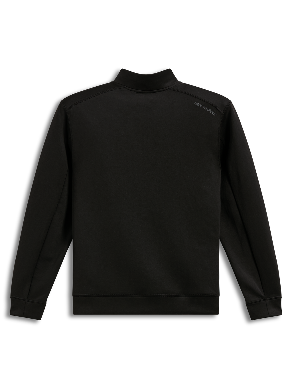 Alpinestars Apera Half-Zip Sweatshirt, czarna bluza polarowa, widok z tyłu z tonalnym logo na ramieniu.