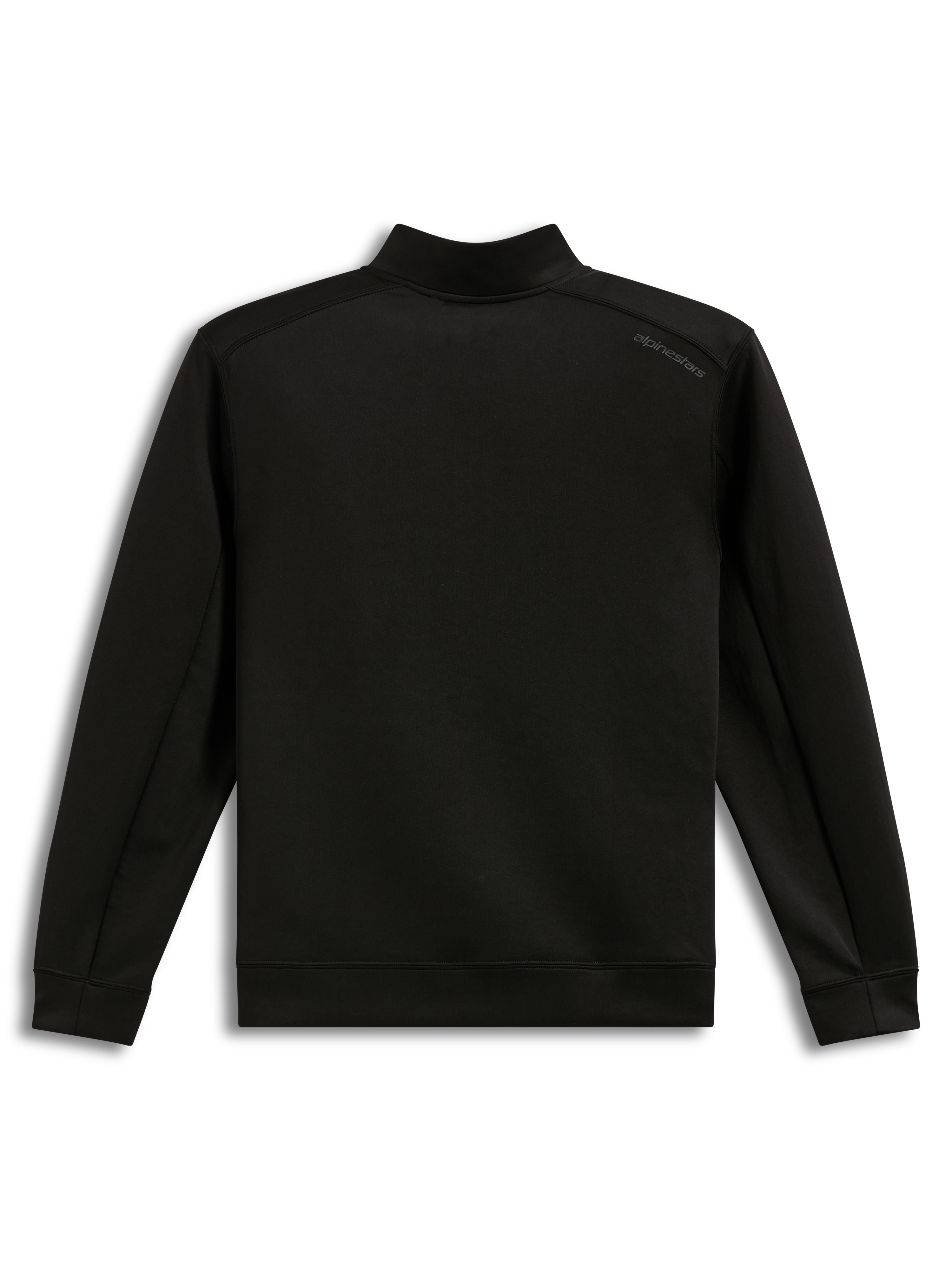 Alpinestars Apera Half-Zip Sweatshirt, czarna bluza polarowa, widok z tyłu z tonalnym logo na ramieniu.