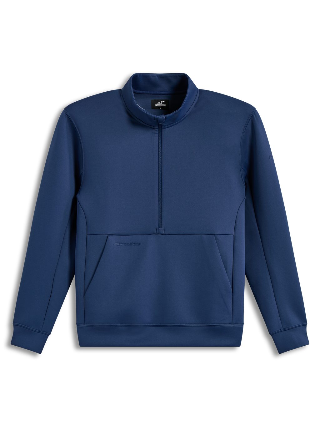 Alpinestars Apera Half-Zip Sweatshirt, stalowa niebieska bluza sportowa z polaru tri-blend, przedni półzamek, kieszeń kangurka z tonalnym logo, komfortowa odzież lifestyle.