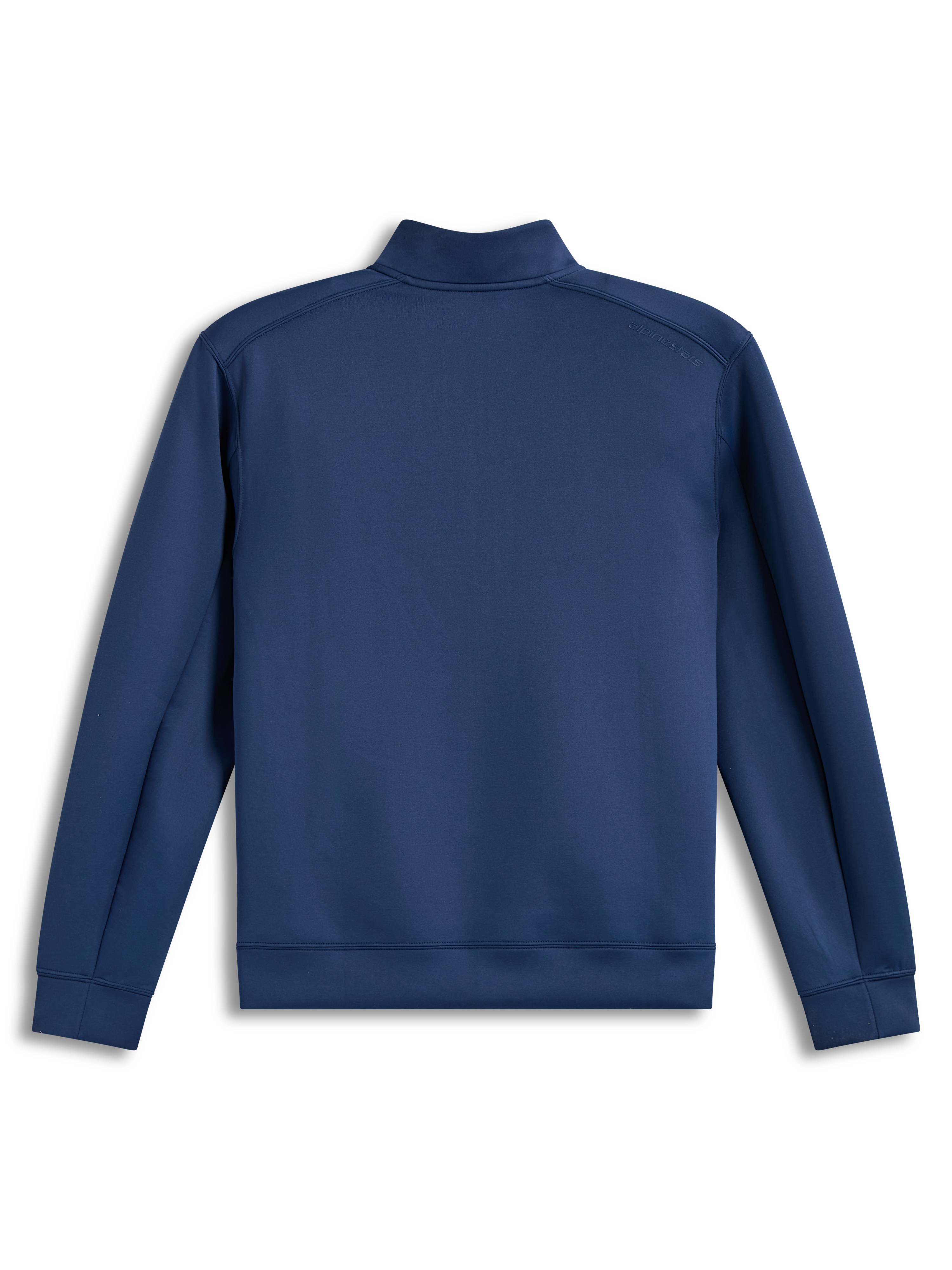 Alpinestars Apera Half-Zip Sweatshirt, stalowoniebieska bluza polarowa z tonalnym logo na ramieniu, widok z tyłu.