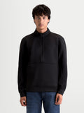 Alpinestars Apera Half-Zip, męska bluza sportowa typu pulower, czarna, zapięcie na zamek do połowy, kieszeń kangurka i tonalne nadruki logo HD, materiał polar tri-blend.