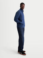 Alpinestars Bluza Apera Half-Zip, męska bluza sportowa, niebieska, polarowy materiał tri-blend, zapięcie na pół-zamek, kieszeń kangurka, tonalne nadruki logo HD, styl motorsport.