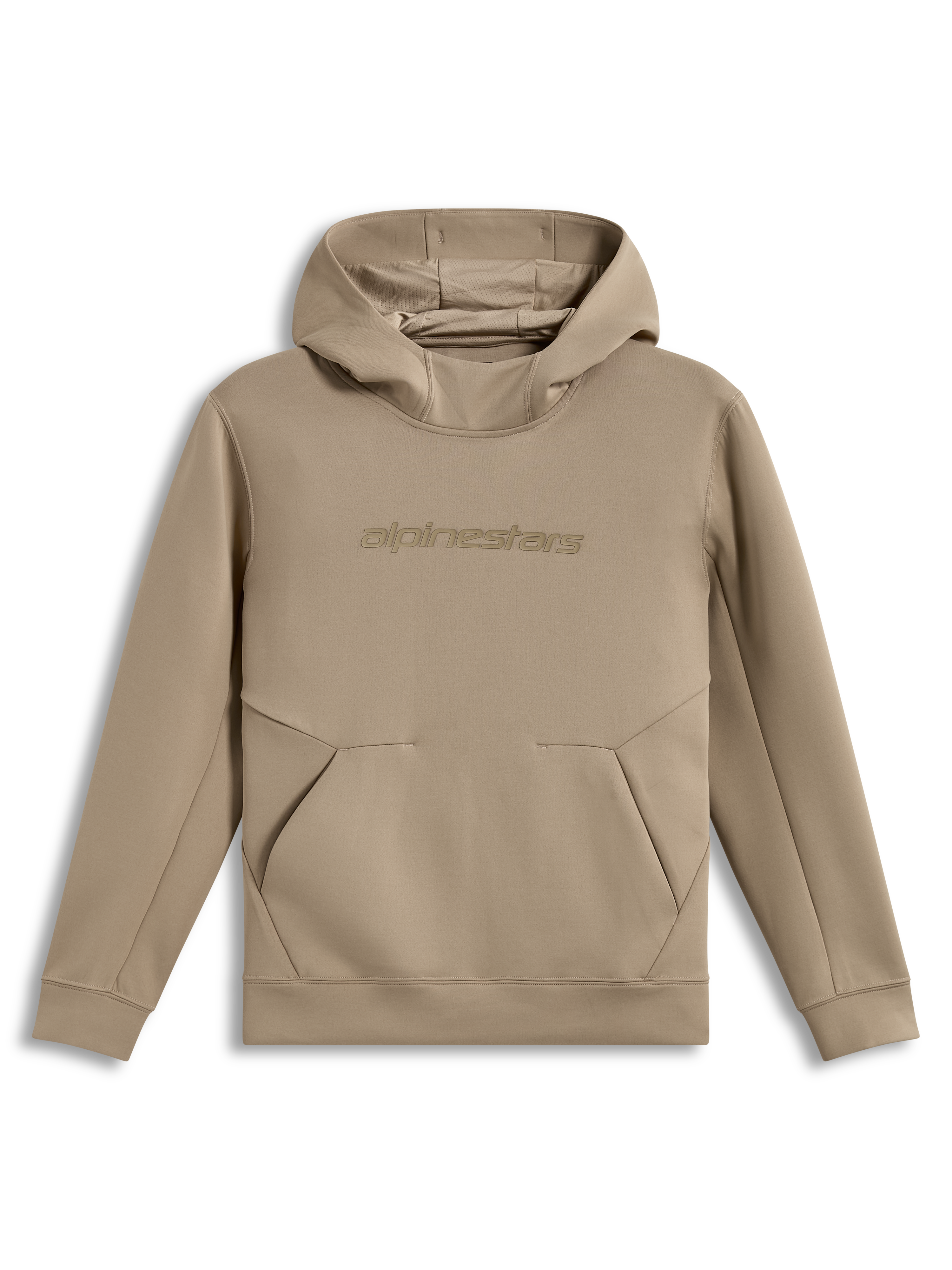 Alpinestars Datrix Hoodie in Putty, a premium double-face fleece sportswear pullover featuring a tonal HD chest logo.