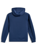 Alpinestars Datrix Hoodie, niebieska bluza z kapturem, widok z tyłu, dzianina tri-blend i kaptur z siatkową podszewką.