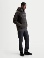Alpinestars bluza z kapturem Infinite Washed Oversized, męska bluza dresowa, czarna z efektem snow-wash, białe haftowane logo na piersi, kieszeń kangurka, luźny krój oversize.