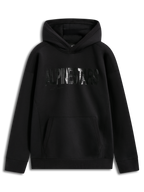 Alpinestars Shaw Oversized Hoodie, czarna bluza z kapturem z polaru o luźnym kroju, teksturowane logo i kieszeń kangurka.