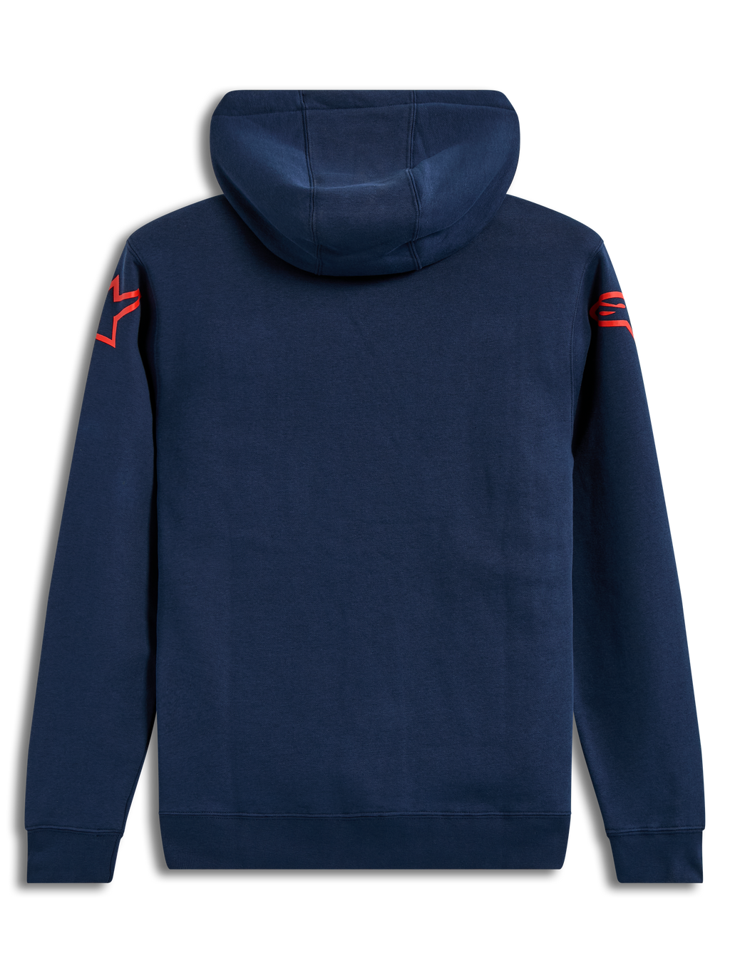 Alpinestars Velocifier Hoodie, granatowa bluza z kapturem z polaru, czerwone logo Astars na ramionach, widok z tyłu