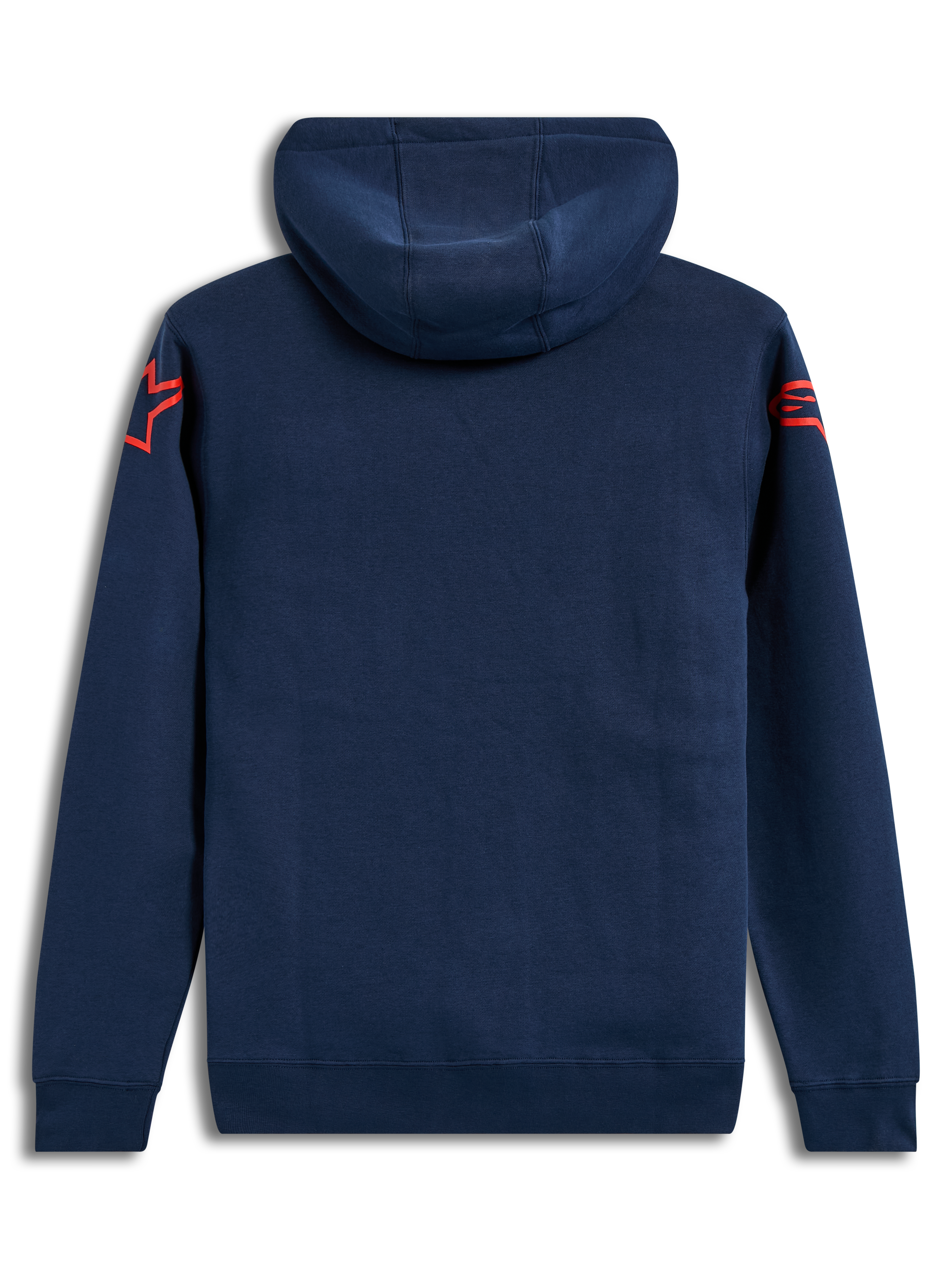 Alpinestars Velocifier Hoodie, granatowa bluza z kapturem z polaru, czerwone logo Astars na ramionach, widok z tyłu