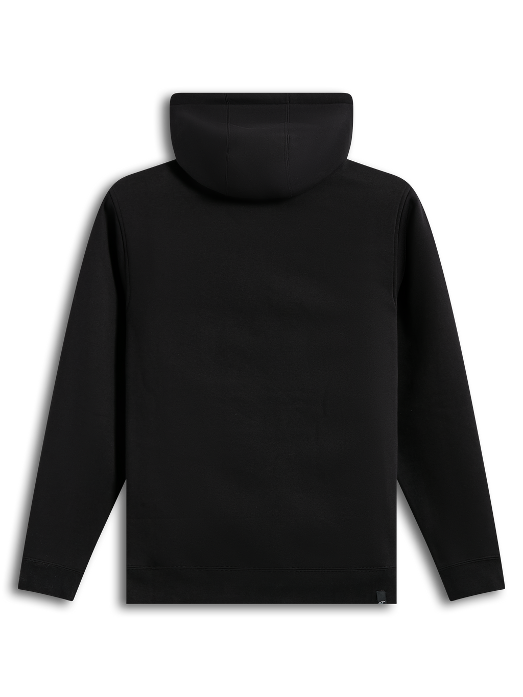 Alpinestars Race Wordmark Hoodie, czarna bluza polarowa z kapturem, widok z tyłu ze ściągaczami na mankietach i dole, casualowa odzież sportowa
