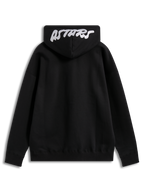 Alpinestars Pioneer Oversized Hoodie, czarna bluza z kapturem z polaru, białe haftowane logo Astars na kapturze, widok z tyłu