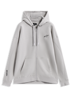 Alpinestars Entity Oversized Hoodie, piaskowa bluza z kapturem na zamek, haftowane logo Astars, kieszeń kangurka, polar.