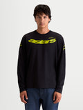 Alpinestars Velocifier CSF Tee, Men's Long Sleeve Sportswear T-Shirt, Black with Yellow Curved Astars Graphic and Shoulder Logos, Cotton-Blend Motorsport-Inspired Casual Wear