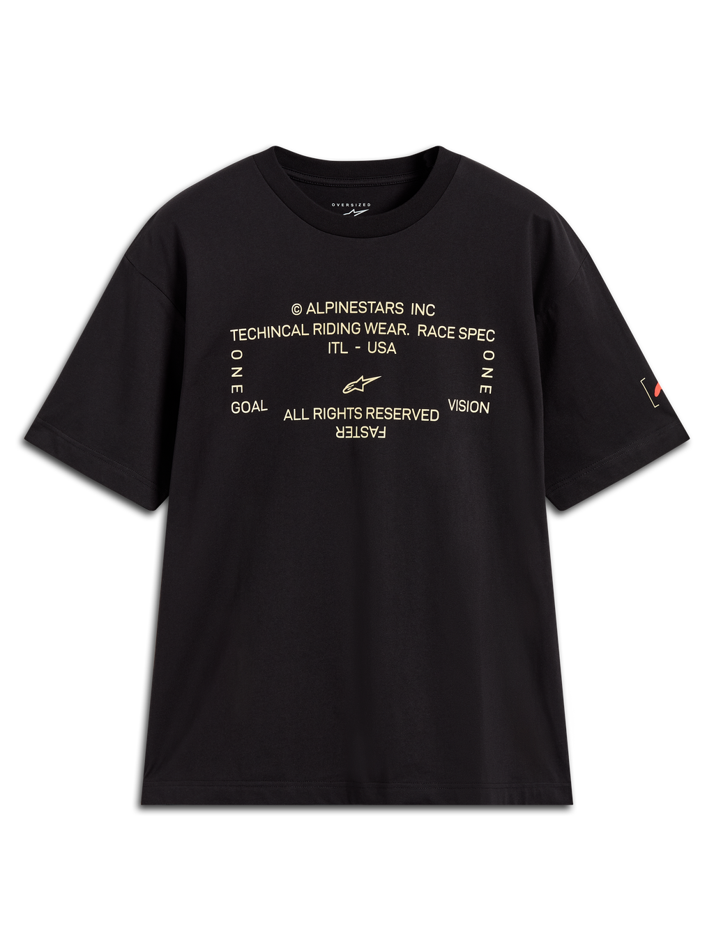 Alpinestars Infinity Oversized CSF Tee, Black Short Sleeve Sportswear T-Shirt with White Front Graphic and Logo Detail.