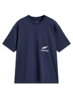 Alpinestars Institute Oversized SS CSF Tee, niebieska koszulka z krótkim rękawem o kroju oversize, białe logo Astar oraz napis One Goal One Vision na piersi, casualowa odzież lifestyle