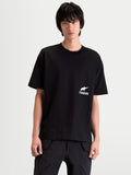 Alpinestars Koszulka Institute Oversized CSF, męska koszulka sportowa z krótkim rękawem, czarna z białym logo na klatce piersiowej, luźny krój oversized, codzienna odzież sportowa w stylu motorsportowym