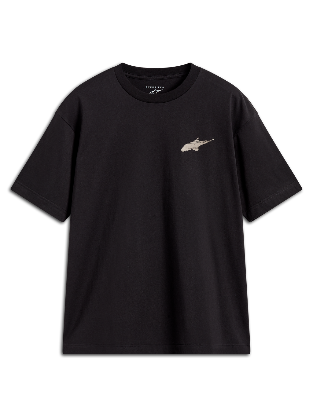 Alpinestars Checkback Oversized CSF Tee, czarna koszulka z krótkim rękawem o kroju oversize, małe logo Astars na piersi, sportowa odzież codzienna