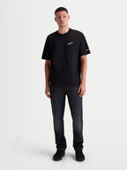 Alpinestars Koszulka Mandate Oversized CSF, męska koszulka z krótkim rękawem, czarna z białym logo Astars puff print na piersi i grafiką na rękawie, oversize'owy krój, casualowa odzież sportowa