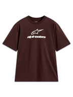 Alpinestars Prelude Oversized CSF Tee, brown short sleeve sportswear with white stacked logo on the chest.