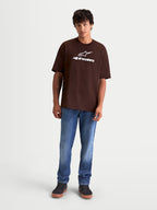 Alpinestars Prelude Oversized CSF Tee, Brown Oversized Sportswear T-Shirt for Men, relaxed fit with white front logo graphic, comfortable cotton-poly blend for everyday off-bike style.