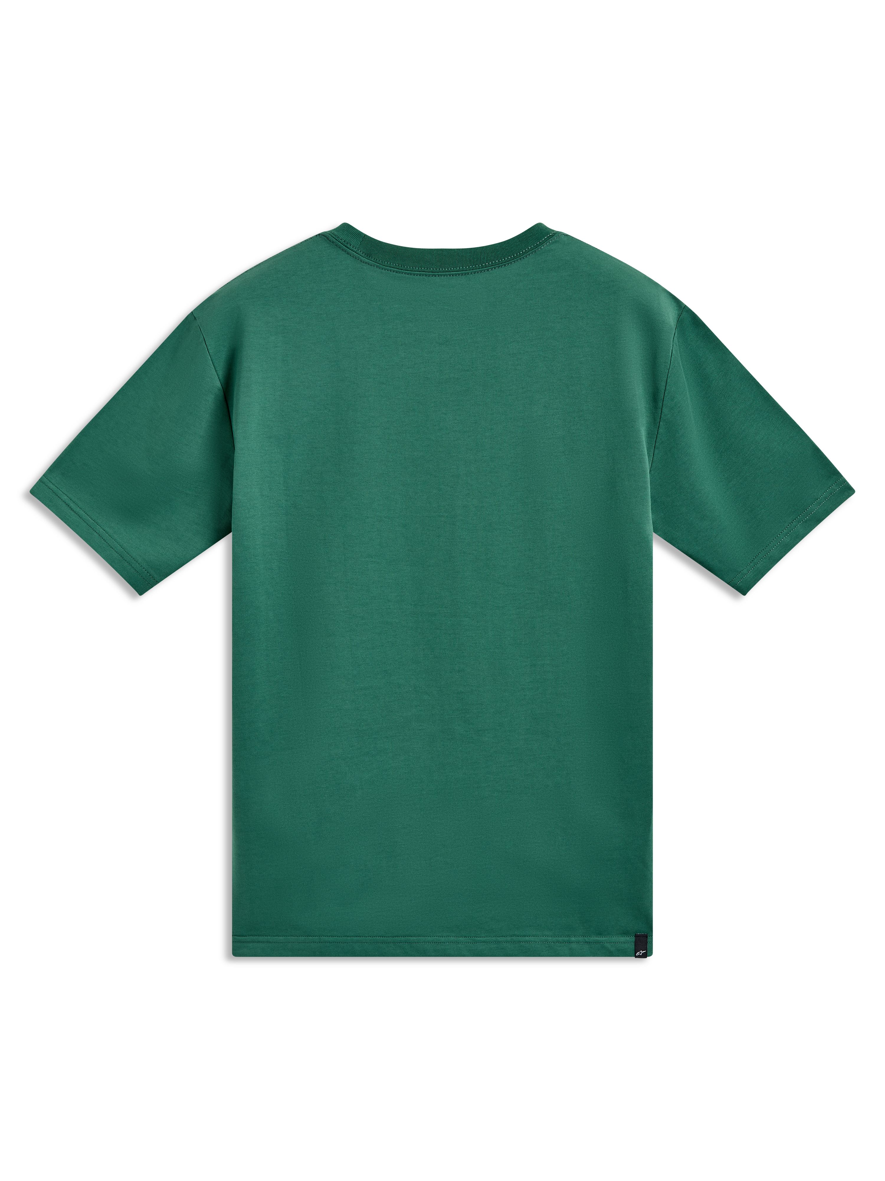 Alpinestars Singular CSF Tee, zielona koszulka z krótkim rękawem, widok z tyłu, miękka sportowa odzież codzienna.