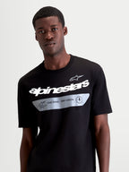 Alpinestars Singular CSF Tee, Men's Short Sleeve Sportswear, Black with White Alpinestars wordmark and Grey 'ONE GOAL. ONE VISION.' graphic, Premium Combed Ring-Spun Cotton Blend Casual T-shirt