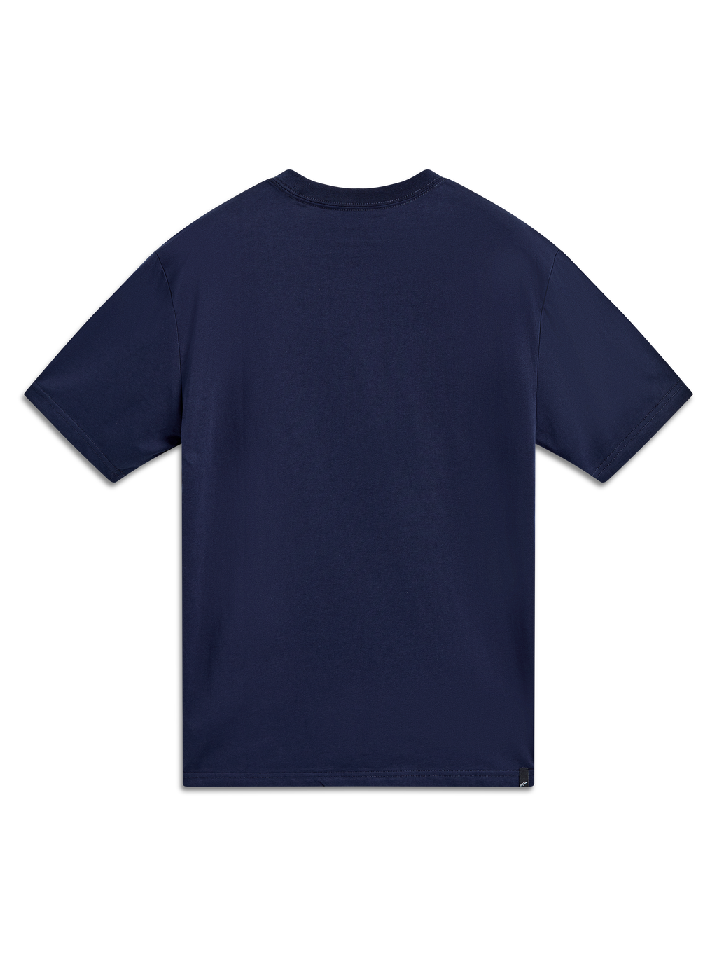 Alpinestars Cypress CSF Tee, granatowa koszulka z krótkim rękawem, widok z tyłu, wykonana z mieszanki bawełny i poliestru.