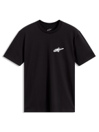 Alpinestars Meteor CSF Tee, czarna koszulka z krótkim rękawem, białe logo Astars na piersi, sportowa odzież codzienna.