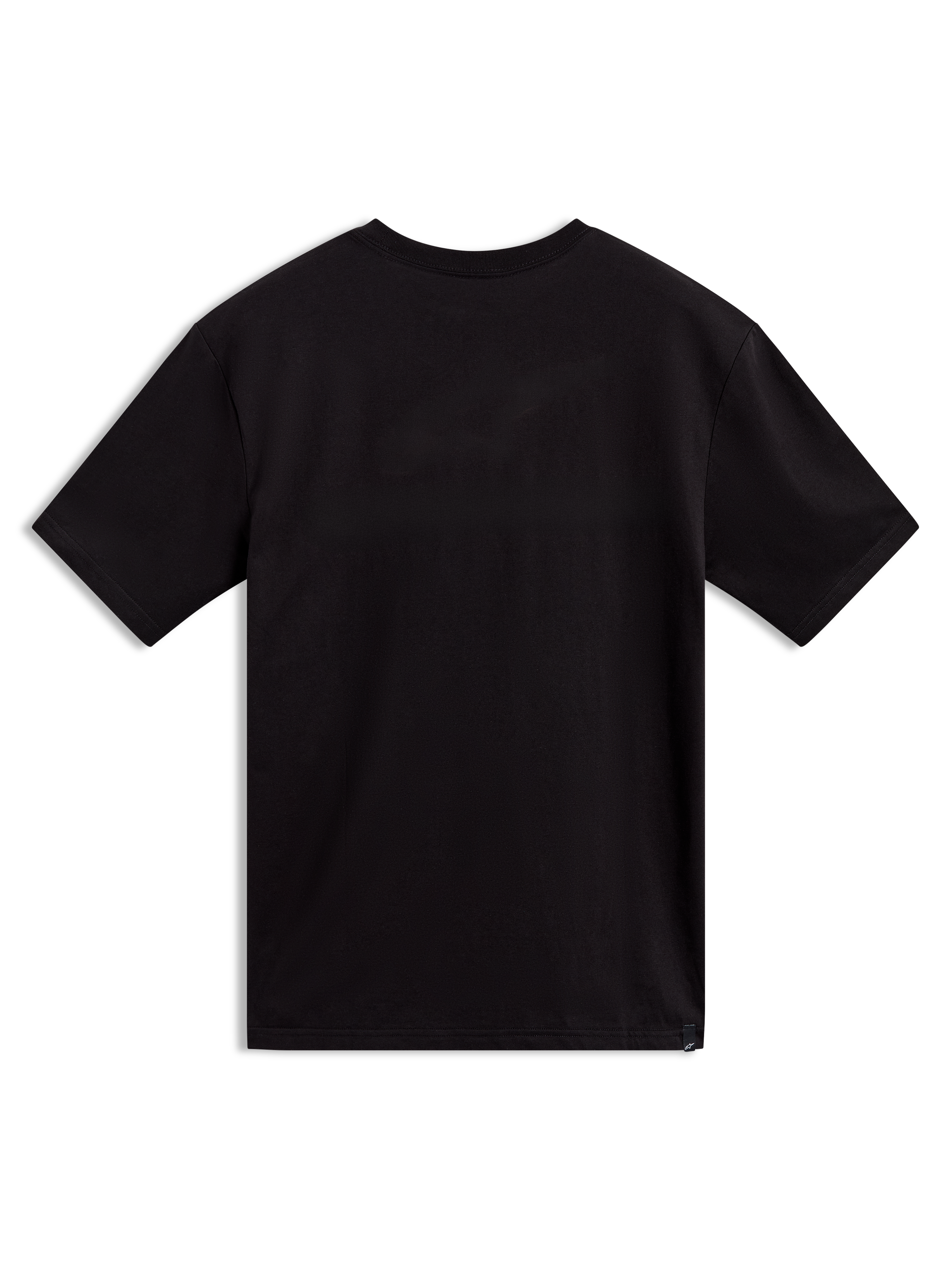 Alpinestars P1 CSF Tee, czarna koszulka z krótkim rękawem, sportowa odzież, widok z tyłu z gładkim designem.