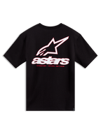 Alpinestars Lineout CSF Tee, czarna koszulka z krótkim rękawem, duża biało-czerwona grafika logo Astars na plecach.