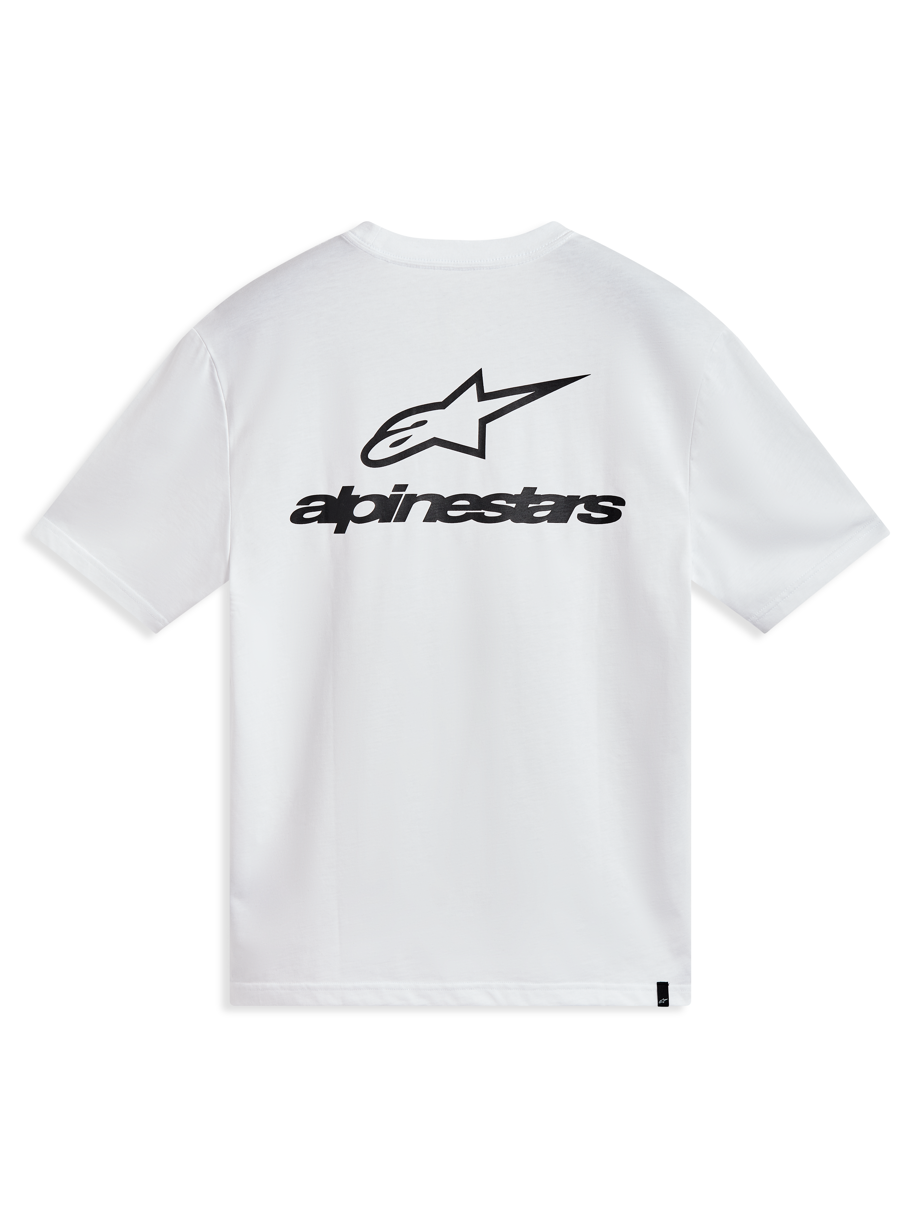 Alpinestars Combo Back CSF Tee, biała koszulka z krótkim rękawem, duża czarna grafika logo Astars na plecach, styl sportowy