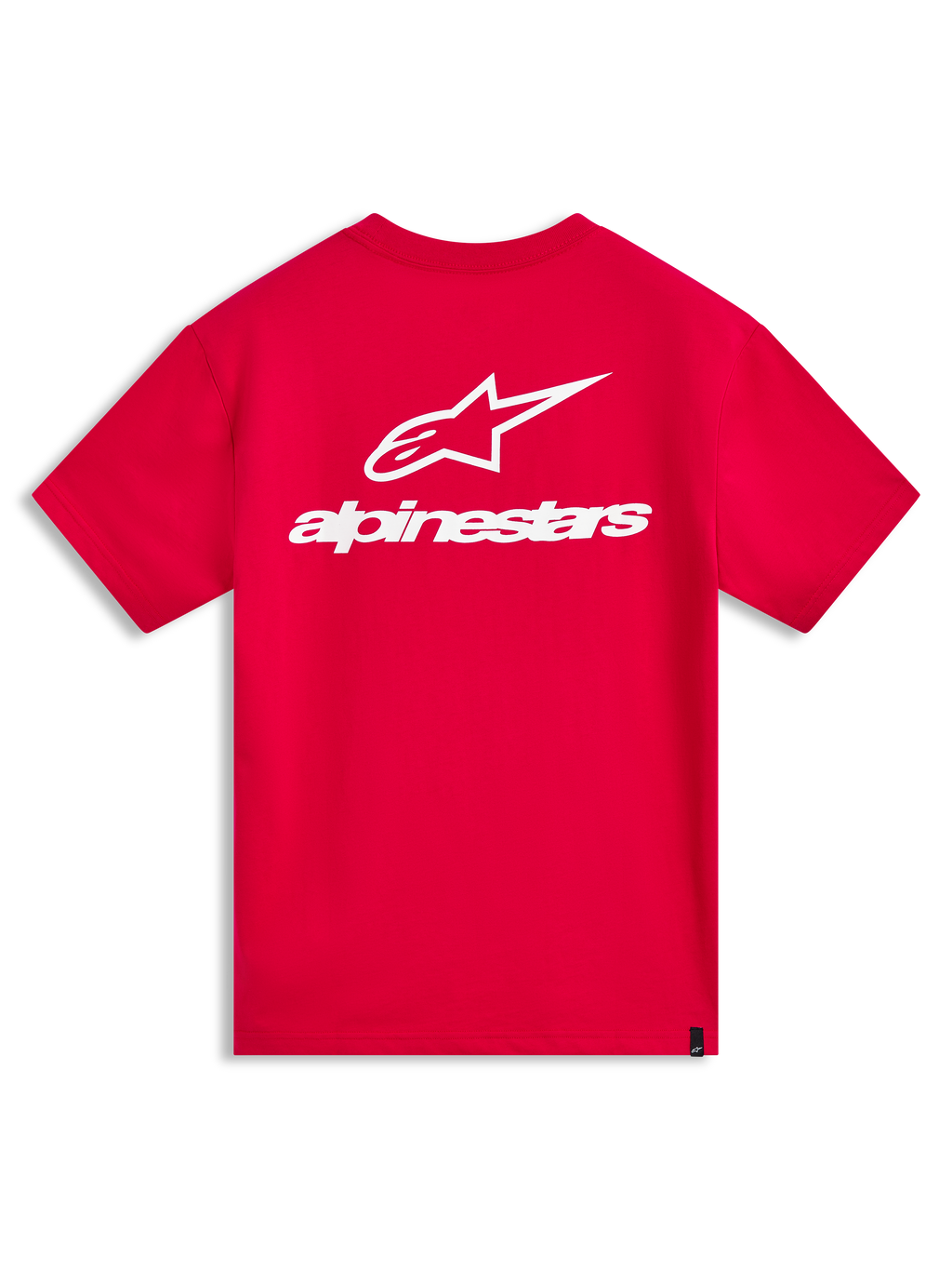 Alpinestars Combo Back CSF Tee, czerwona koszulka z krótkim rękawem, duża biała grafika logo Astars na plecach, styl sportowy