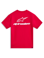 Alpinestars Combo Back CSF Tee, czerwona koszulka z krótkim rękawem, duża biała grafika logo Astars na plecach, styl sportowy
