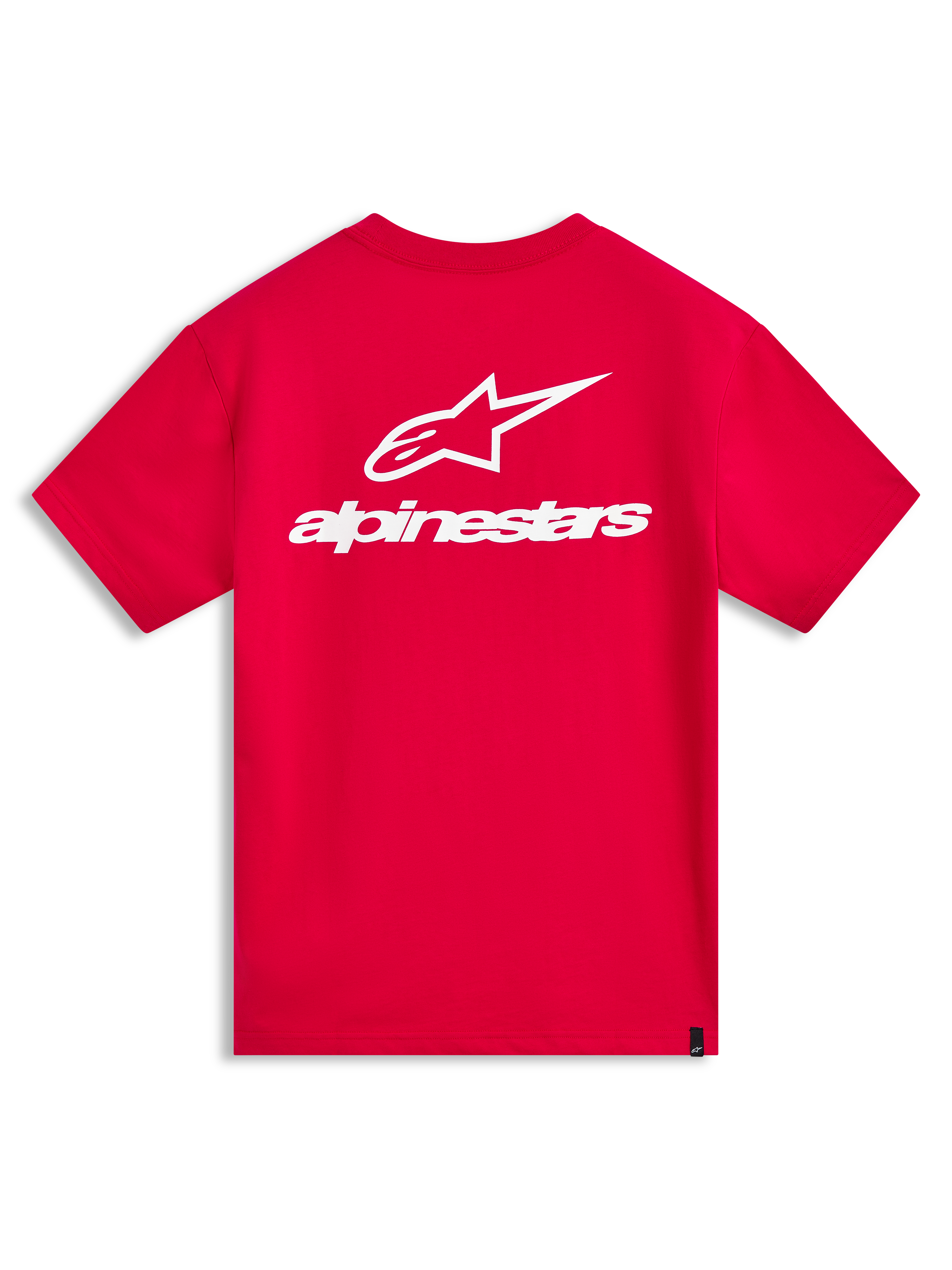 Alpinestars Combo Back CSF Tee, czerwona koszulka z krótkim rękawem, duża biała grafika logo Astars na plecach, styl sportowy