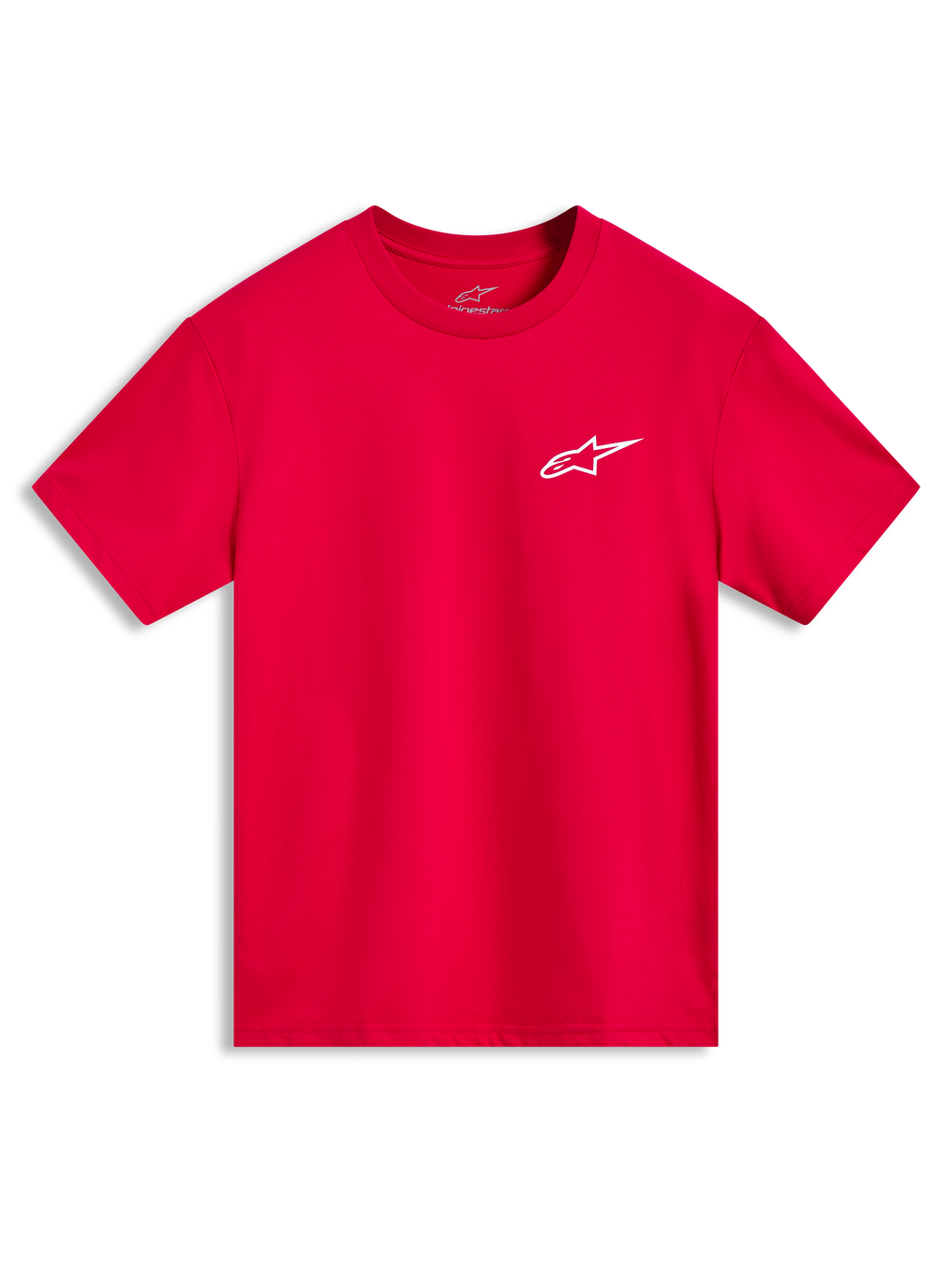 Alpinestars Combo Back CSF Tee, czerwona koszulka z krótkim rękawem, białe logo Astars na piersi, casualowa odzież sportowa.