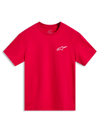 Alpinestars Combo Back CSF Tee, czerwona koszulka z krótkim rękawem, białe logo Astars na piersi, casualowa odzież sportowa.
