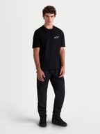 Alpinestars Combo Back CSF Tee, Men's Short Sleeve Sportswear T-shirt, Black with White Astars chest logo, cotton-poly blend, full-body front view on model.