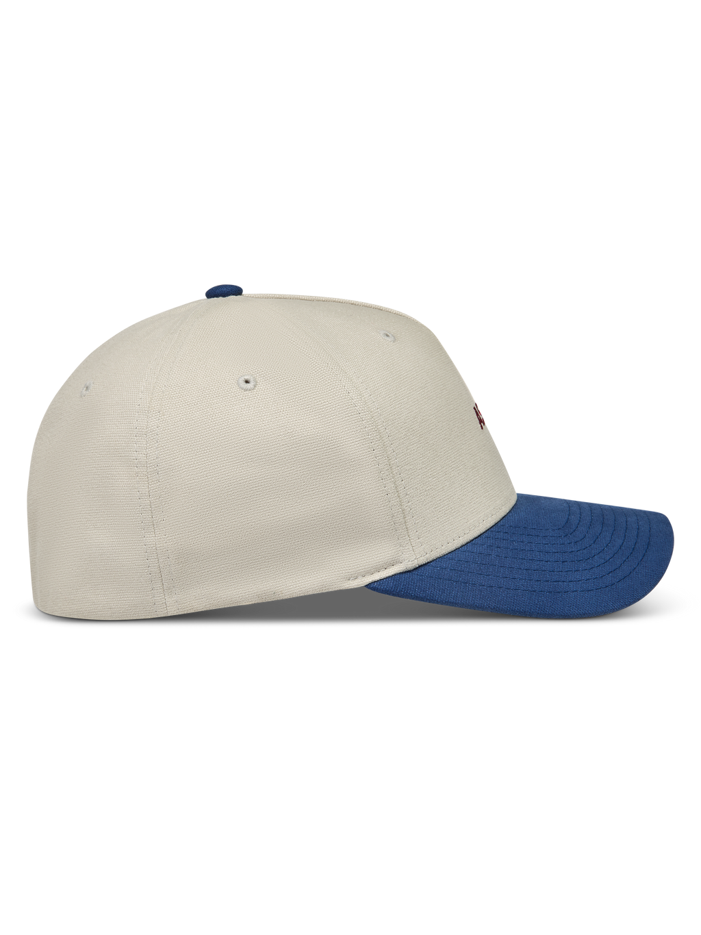 Alpinestars County Canvas Hat, piaskowa i niebieska sportowa czapka z daszkiem, zakrzywiony daszek i usztywniona korona.