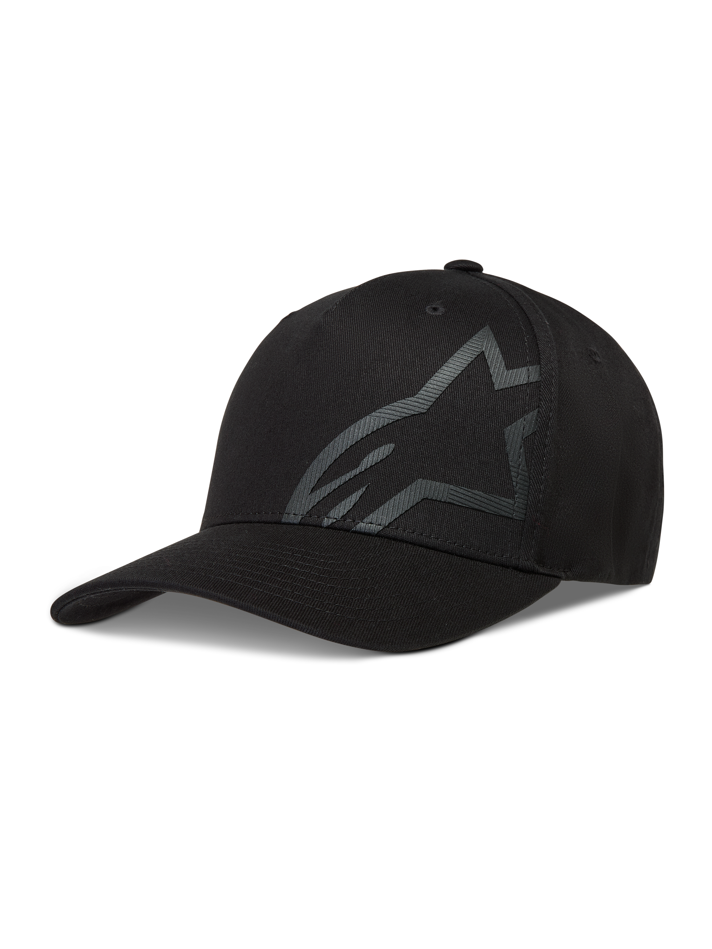 Alpinestars Maze Hat, Black Sportswear Cap with a textured Astars Corp Shift logo, curved bill and structured crown.
