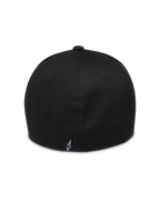 Alpinestars Maze Hat, black sportswear cap, rear view featuring a flex-back fit and small white logo.