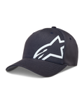 Czapka Alpinestars Maze, ciemnoszara z zakrzywionym daszkiem i dużym białym teksturowanym logo Astars, styl sportswear.