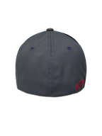 Alpinestars Points Hat, ciemnoszara czapka sportowa z elastycznym tyłem, czerwone logo Astars z tyłu, materiał nylon tactel